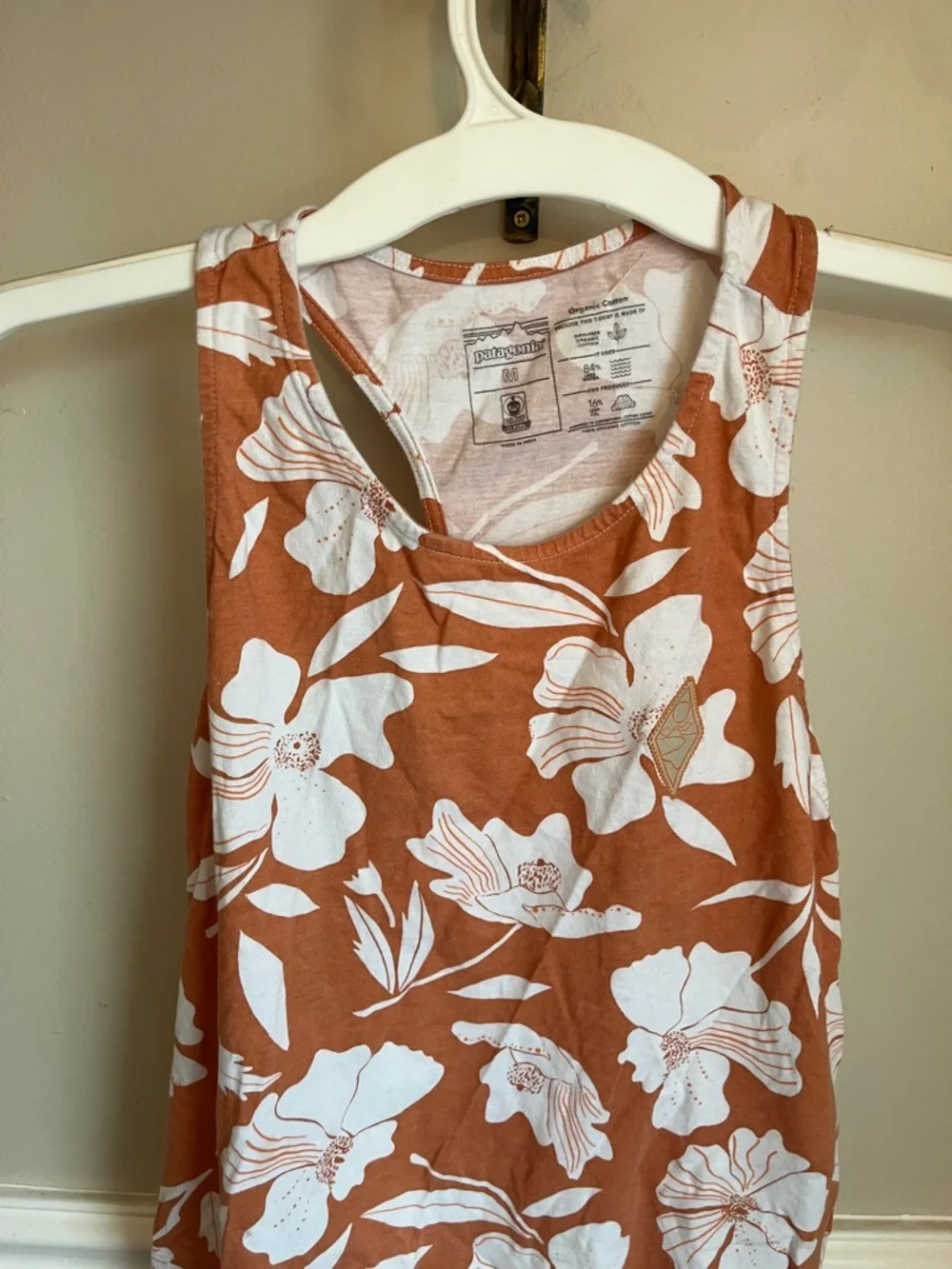 Patagonia Wander Crest Organic Cotton Orange Racer Back Tank Top Size Medium M